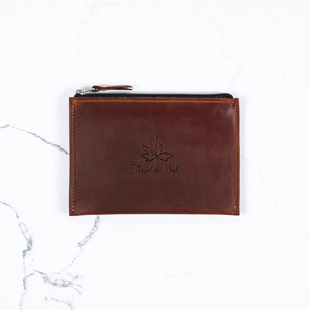 Leather Zip Pocket Velcro Tab