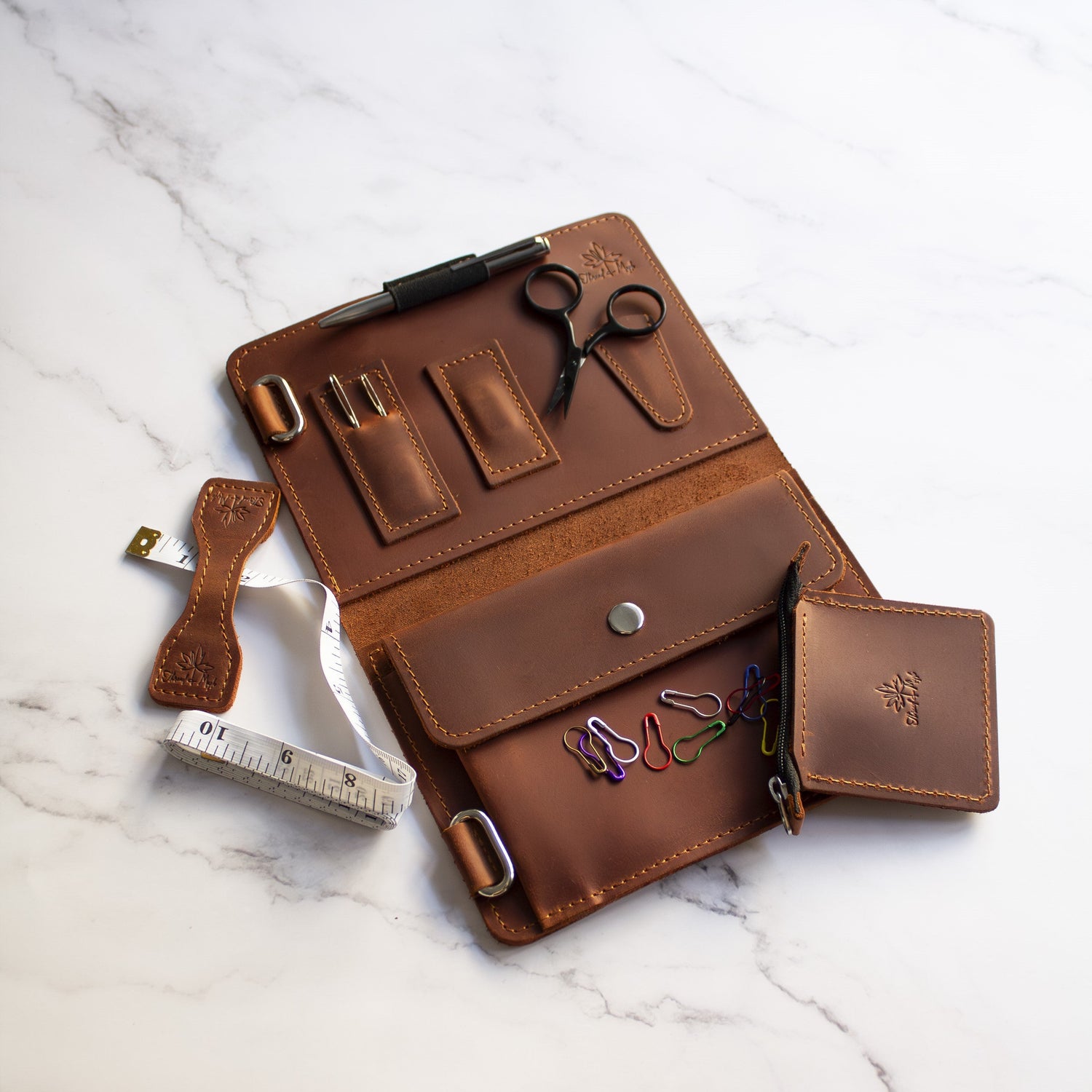 Leather Square Zip Pouch